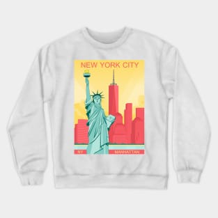 Vintage Nyc New York City Manhattan and Statue of liberty Usa city Crewneck Sweatshirt